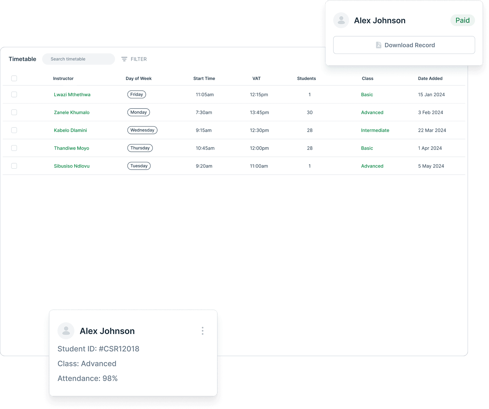 Student Portal & Class Management
